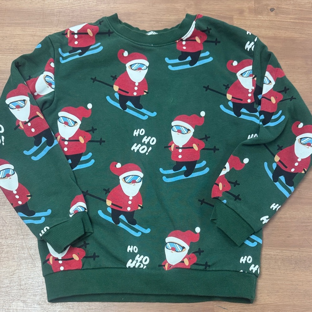 H&M Green Santa Skiing Christmas Sweatshirt